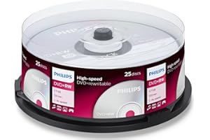 Philips DVD+RW Blanks (4.7 GB Data/120 Minutes Video, 1-4x Speed Recording, 25 Spindle)