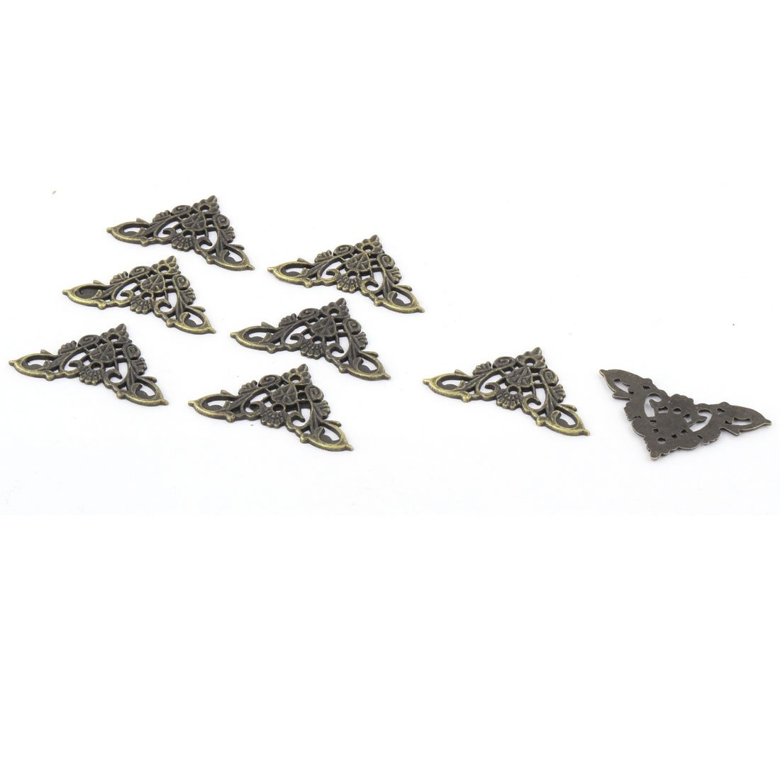 Sourcingmap Metal Wooden Case Picture Frame Vintage Hollow Corner Protector 8pcs Bronze Tone