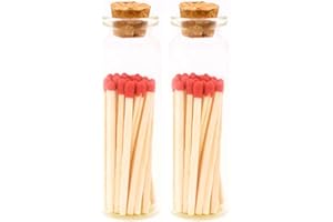 River Birch Decorative Matches in a Bottle with Striker - Cute & Colored Matches - 2 Bottles, Cherry Red Tip, 40 Matches