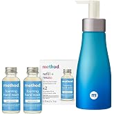 method Foaming Hand Wash Concentrates Starter Kit, Sea Minerals | Hydrates & Softens Skin, 1 Reusable 10 fl oz Bottle and 2 R