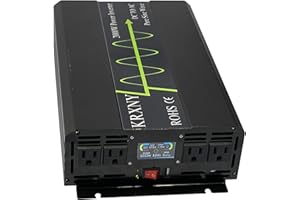 KRXNY 2000W 12V DC to 120V AC 60HZ Pure Sine Wave Power Inverter with USB Port LCD Display for RV/Home Solar