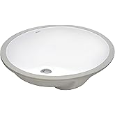 Ruvati 19 x 16 inch Undermount Bathroom Sink - White Oval Ceramic Bathroom Sinks with Overflow for Bathroom Vanity Sink, Porc