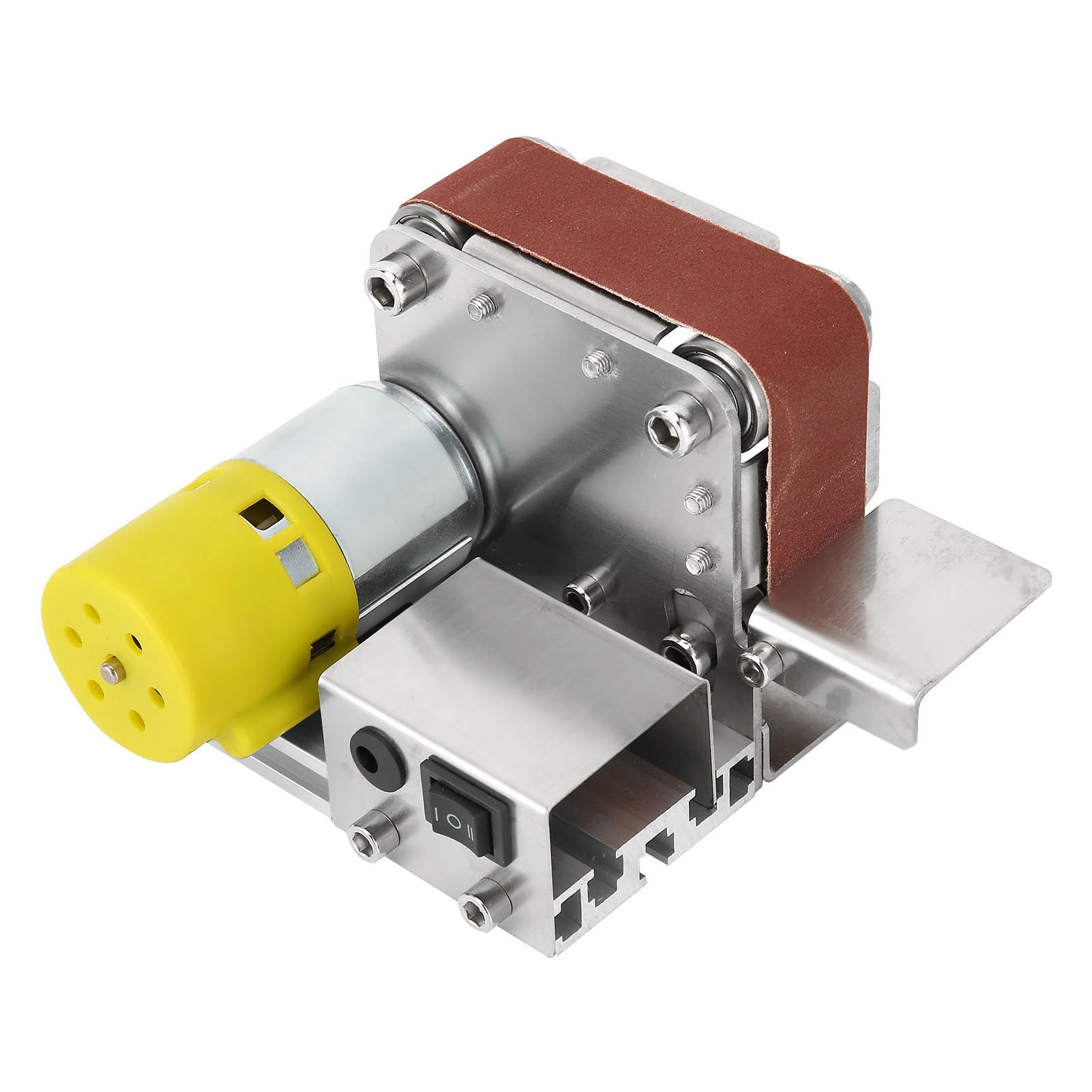 Aluminum Anti Skid DIY Polishing Grinding Machine - Adjustable Speed Belt Disc Sander with Thickened Solid Base, 10 Belts, Adjustment Tools for Woodworking (UK 100W)