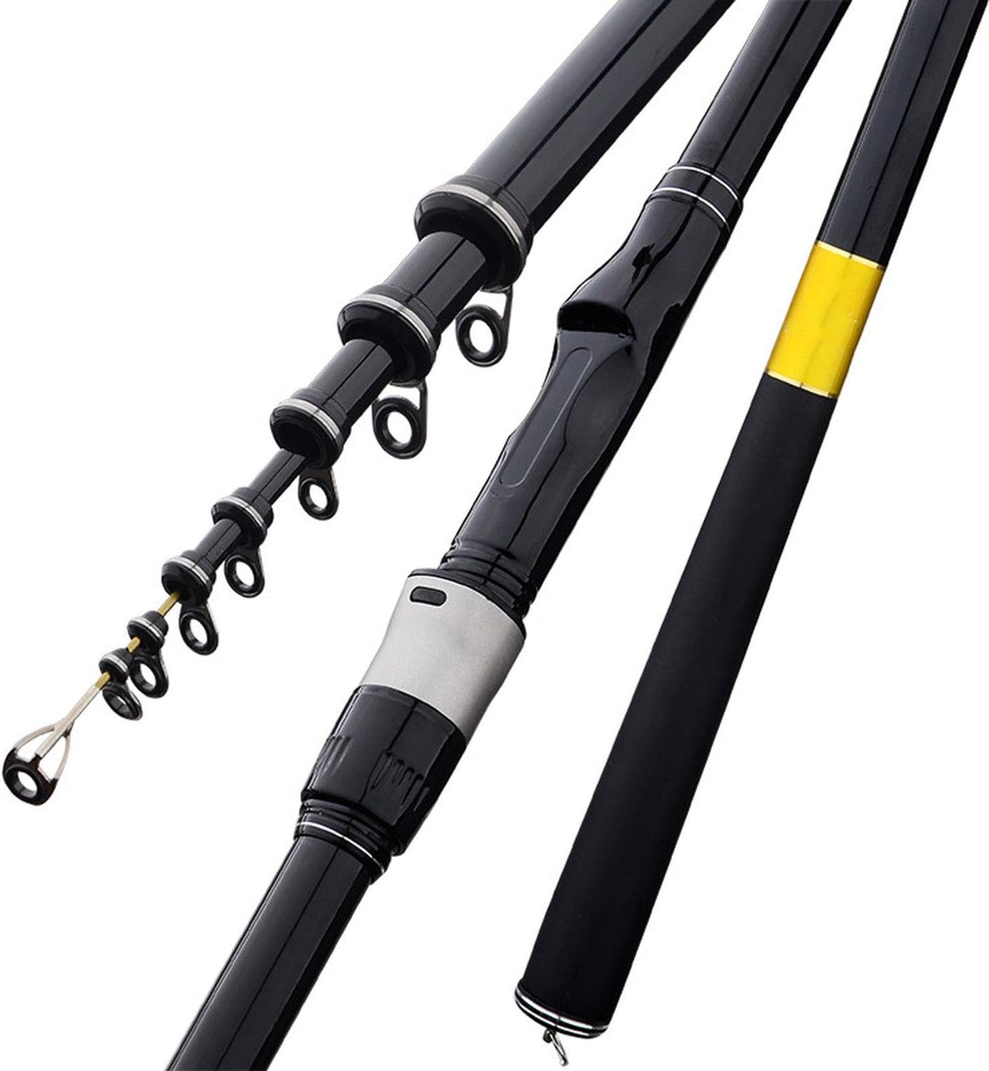 Novtop Official Store Portable Fishing Rod 2.7M4.5M5.4M Rotating Rod Combo Strong Carbon Fiber M Power Telescopic Travel Sea Boat Rock Fishing Tool