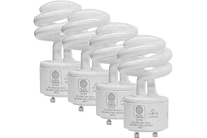 SLEEKLIGHTING - 13Watt GU24 Base 2 prong light bulbs- UL approved-120v 60Hz - Mini Twist Lock Spiral -Self Ballasted CFL Two Pin Fluorescent Bulbs- 4200K 900lm Cool White 4pack (60Watt Equivalent)