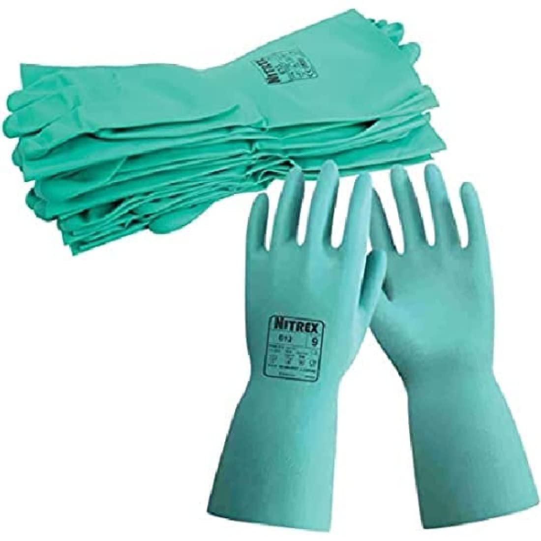 Nitrex 613 Chemical Resistant Safety Gloves, Bag of 10 Pairs, Size 11 - Flock Lined Nitrile Chemical Resistant Gauntlet Gloves — image 1