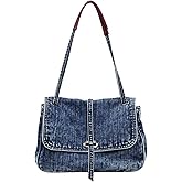 Denim Tote Bag Casual Retro Aesthetic 2026 Crossbody Jean Purses Handbag Shoulder Bag Blue Canvas Messenger Bag for Women