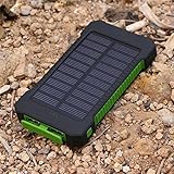 New Solar Power Bank 300000 mAh Portable External Battery Charger For Smart Phone - black & green