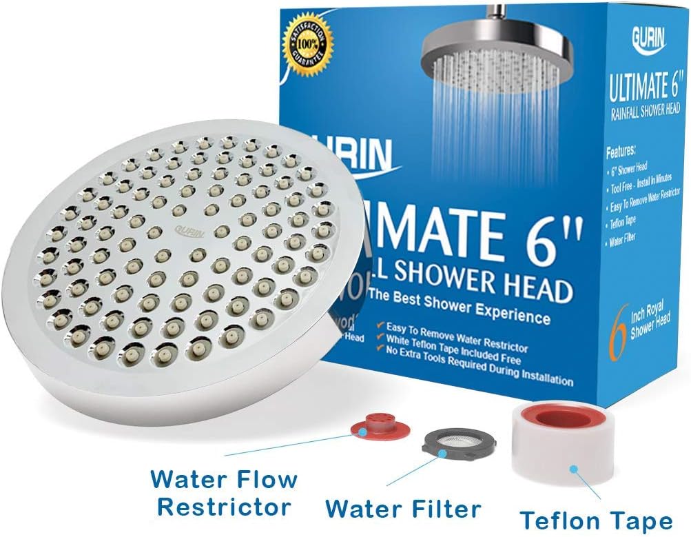 Gurin Shower Head High Pressure Rain, Luxury Bathroom Showerhead with