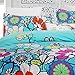Vaulia Lightweight Microfiber Duvet Cover Set, Colorful Floral Print Pattern, Blue Multi-Color - King Size