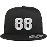 Trendy Apparel Shop Number 88 White Thread Embroidered Flat Bill 5 Panel Trucker Cap