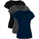 CADMUS Women's Workout Shirts for Running Yoga Tee Shirts Dry Fit Pack of 3