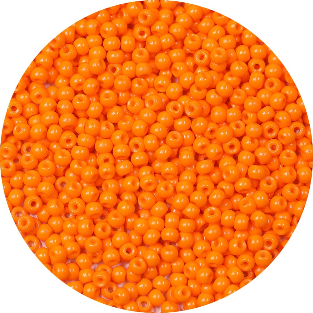 Bala&Fillic Size 4mm Orange Color Seed Beads 1400pcs/100 Grams, 6/0 Round Glass Craft Beads for Making Jewelry Earring Bracelets Necklace