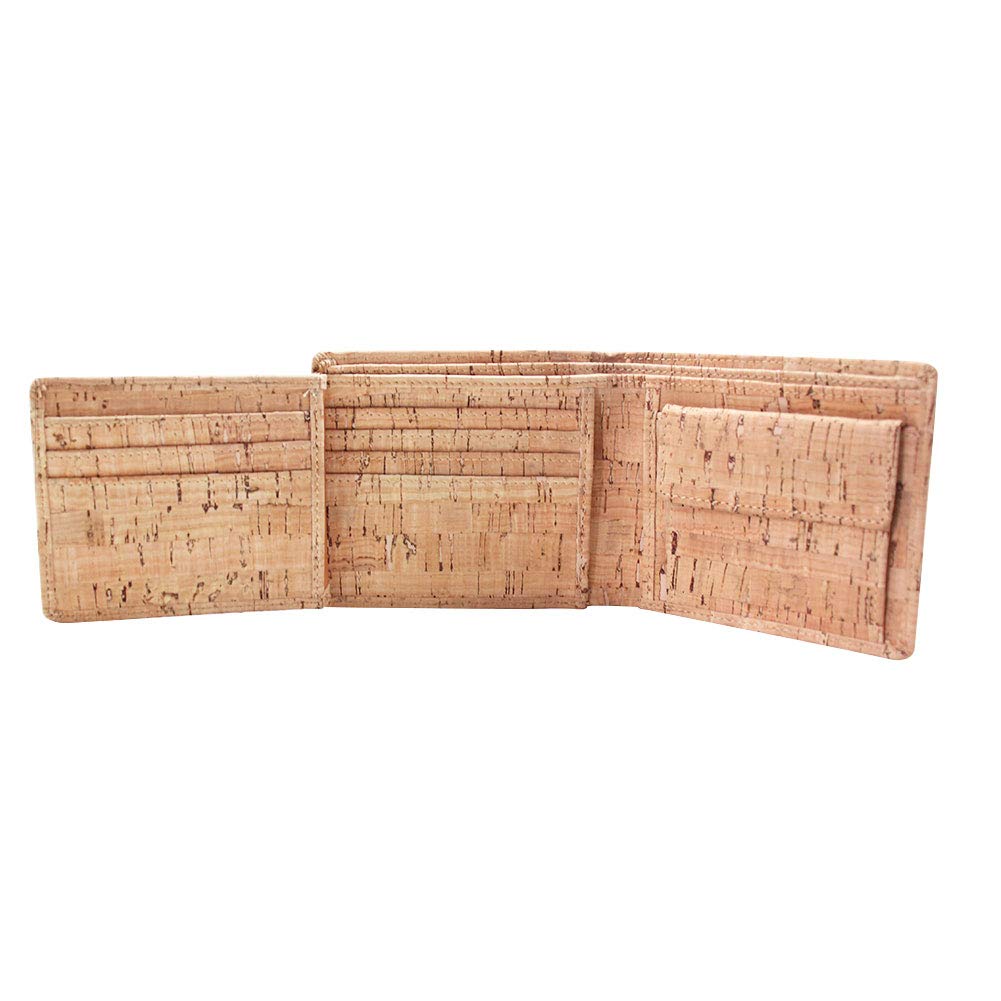 Boshiho Cork Wallet, RFID Blocking Vegans Wallet for Men & Women Slim Design Bifold Purse with Coin Pocket Card Slots Eco Friendly Vegetarian Gift (Trifold-Cork)