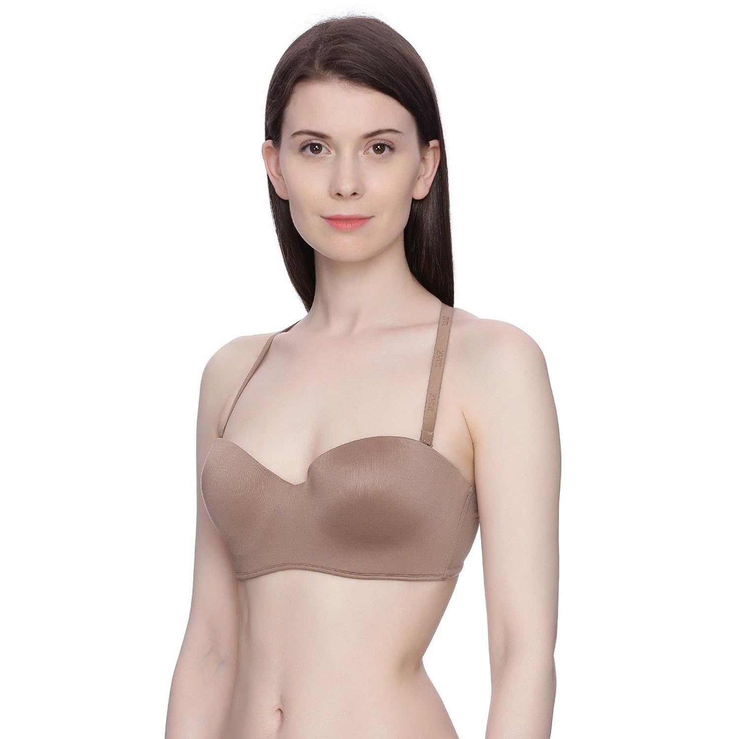 zivame at work super soft padded strapless bra- brown
