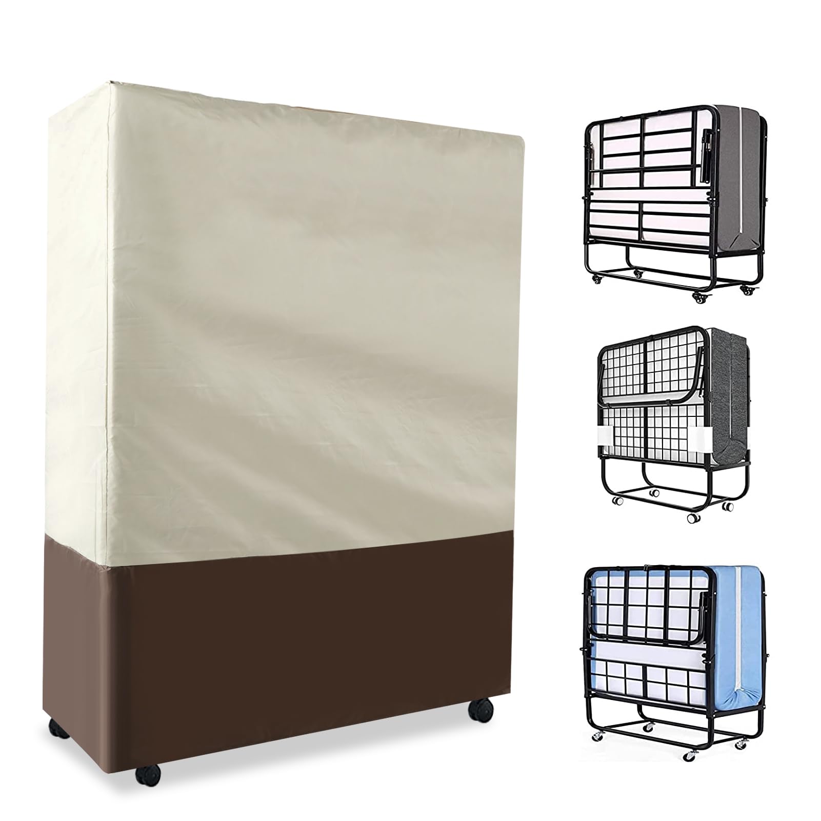 Natudeco Folding Bed Dust Cover Daybed Storage Cover Fits 32" Single Folding Beds Waterproof Protection Rollaway Bed Cover for Indoor Outdoor(33.4"x12.9"x42.1")