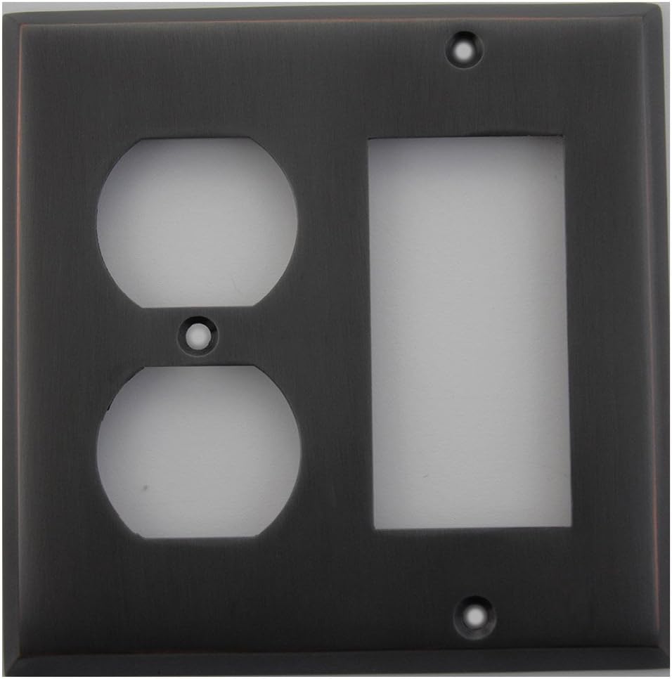 Oil Rubbed Bronze 2 Gang Wall Plate 1 Duplex Outlet 1 GFI Opening