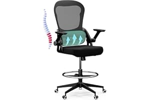 Frylr Office Drafting Chairs Adjustable Height - Extended Height Office Chairs with Ergonomic Lumbar Support, Tall Desk Chair for Standing Desk, Counter Height Chair with 400 LB Capacity, Black