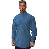 Traditional Irish Grandfather Button-Down Shirt, Long Sleeve, Cotton Blend (US, Alpha, X-Large, Regular, Regular, Ink Blue)