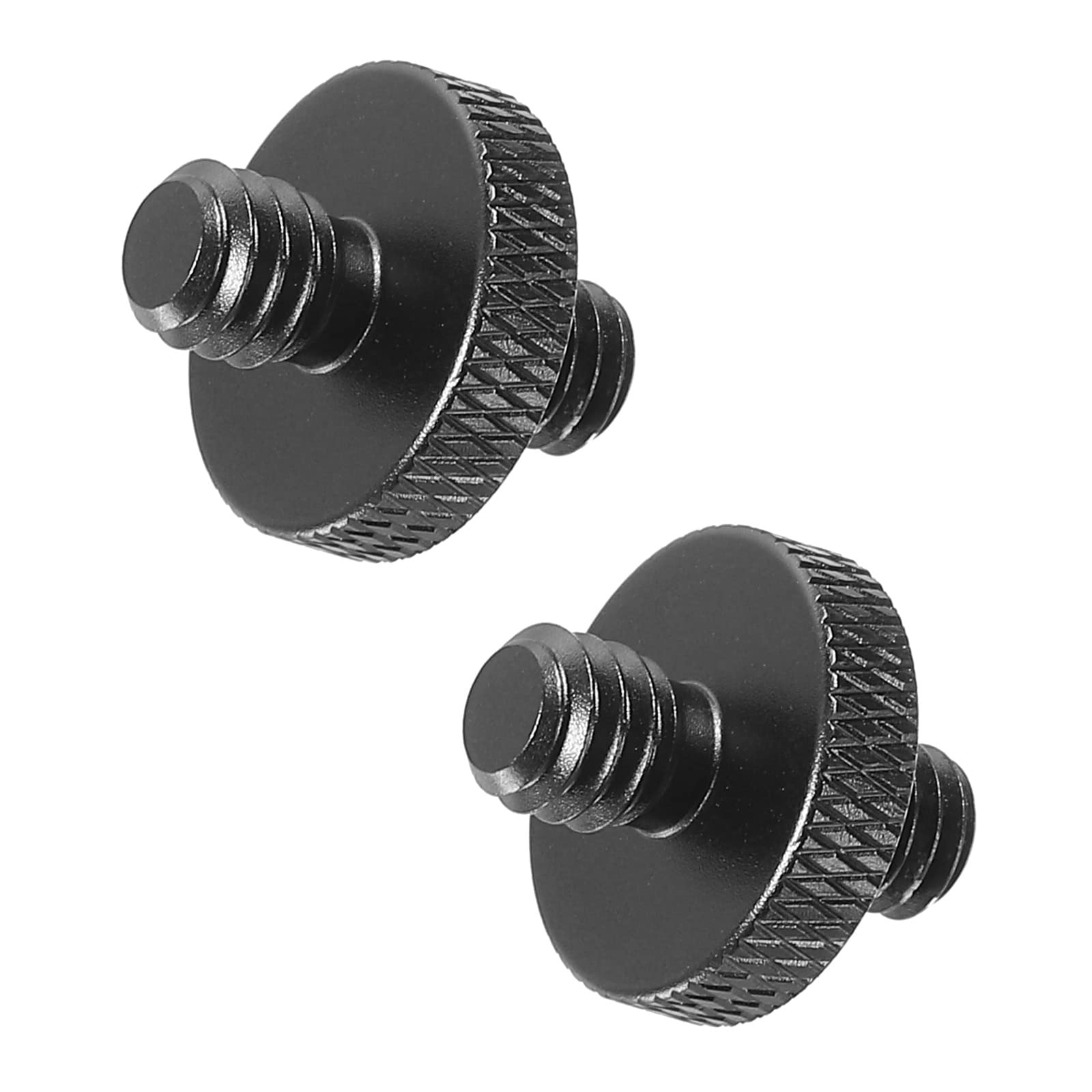 PATIKIL Mic Stand Adapter M6 Male to 1/4 Male Thread Tripod Screw Adapter Double Sides Camera Screw for Microphone Tripod Stand Black 2 Pack