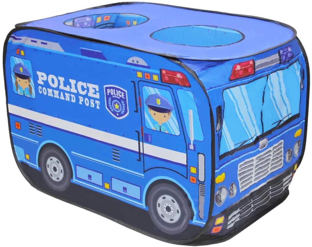 deAO Police Truck Foldable Play Tent -Children Play House Indoor Outdoor Play Toy Great Gift for Kids
