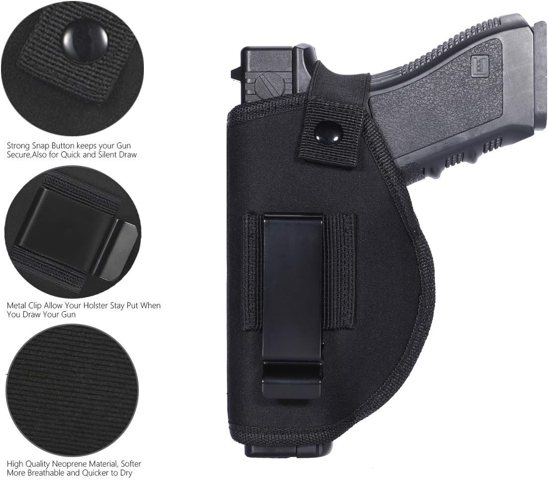 Anjilu 2 PC Universal Concealed Carry Holster, Inside or Outside The Waistband for Right and Left Hand Draw, Holster for Subcompact to Large Handguns, Black : Sports & Outdoors