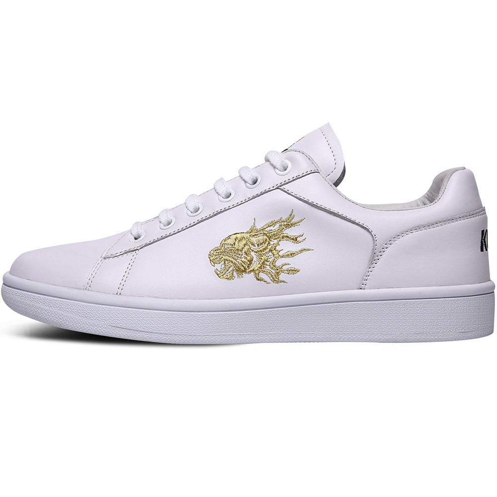 Soulsfeng Men Women Trainers Skateboarding Shoes Top Layer Leather White Shoes(White 7UK)