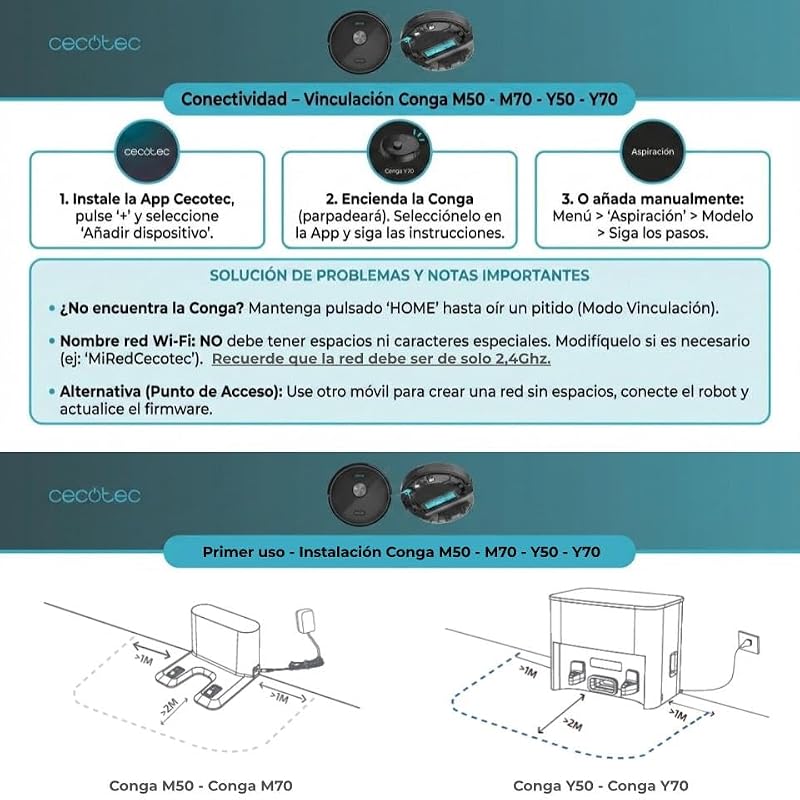 Robô Aspirador com Navegação Giroscópica e App Conga M50 X-Treme. 7000Pa, Varreduras, Aspiradores, Mops e Mops, 160mins de autonomia, Sensores anti-queda, Escova multifunções, TotalSurface — foto 2 de 8