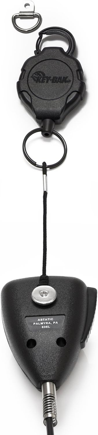 KEY-BAK MIC-BAK CB Radio Retractable Tether, 36" Kevlar Cord, 8" Nylon Attachment Loop, D-Ring Mount Included (0KR3-4A11): Office Products