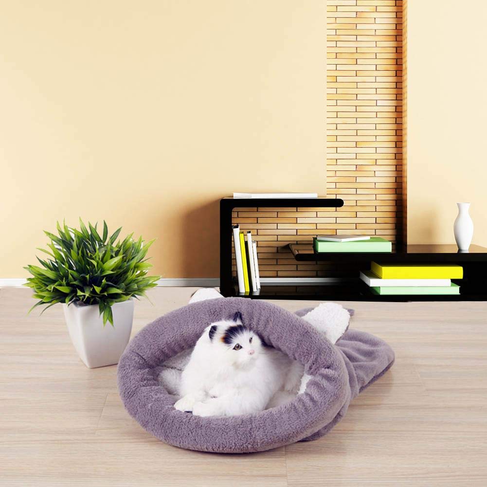 Seawang Cuccia Per Gatti Da Interno Caldo Pile Gatto Sacco A Pelo Cani Cucciolo Animali Mat Letto Kennel House Grigio L Cani Lettini Accessori E Mobili