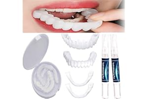 SWEETWHITE 4 Sets of Temporary Denture veneers with occlusal Teeth, Confident Smile Denture veneers, Suitable for Male and Female Bad Tooth whitening Substitute (White-2)