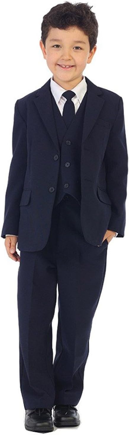 iGirldress Boys Slim Fit 5-Piece Formal Suit Set with Matching Neck Tie