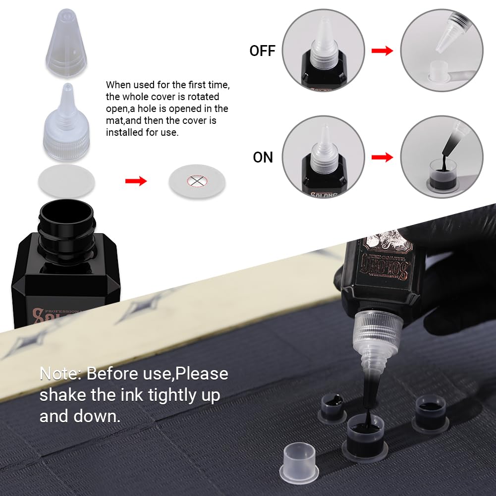 Tattoo Ink,Solong S Series Professional Black Tattoo Ink for Outlining,Shading and Blending-Premium Black Tattoo Supplies-6.7oz(200ml),TI303S-200-031