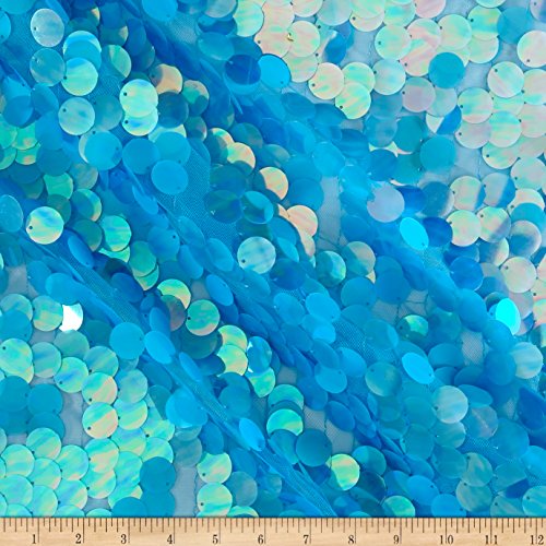 Ben Textiles Inc. Fish Scale Paillette Sequin Turquoise Fabric by The Yard