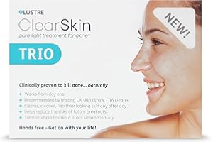 LUSTRE ClearSkin TRIO - Blue Light Acne Treatment, Portable, Acne Light Therapy Device | Rechargeable | Home Acne Healing/Clearing Treatment | 100% UV/Chem Free-Safe | Painless (Set of 3)