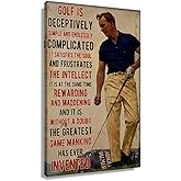Framed Golf Wall Art Sports Quote Poster Canvas Saying Vintage Golf Art Print Sport Spiritual Quotes Pictures Wall Painting Themed Decor,Ready to Hang Framed (12x18inch)