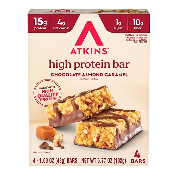 ATKINS HIGH PROTEIN BAR, CHOCOLATE ALMOND CARAMEL, KETO...