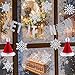 Jetec Let It Snow Garland Winter Banner and Christmas Honeycomb Santa Hat with 8 Pieces Snowflakes Christmas Honeycomb Decorations Party Supplies