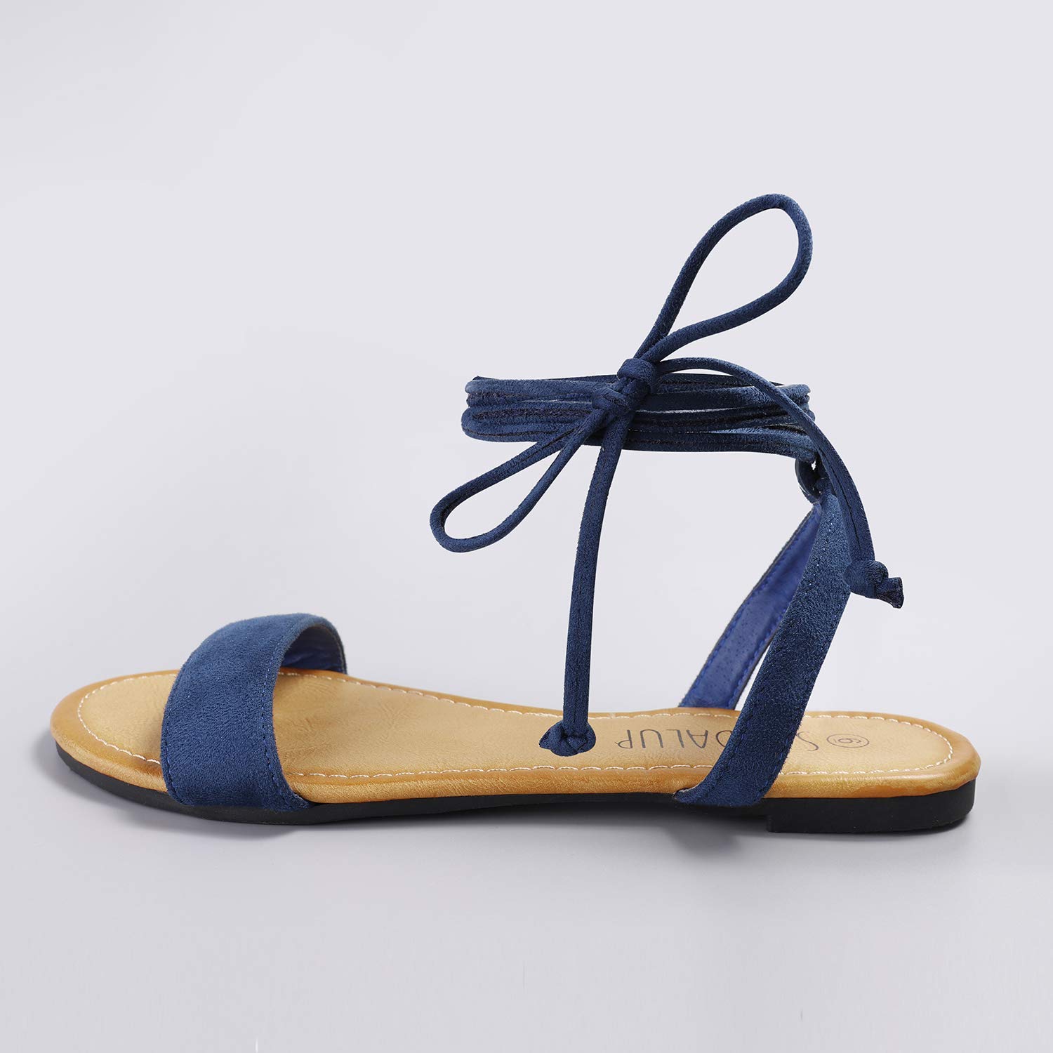 SANDALUP Tie Up Ankle Strap flat sandals for women - Image 4
