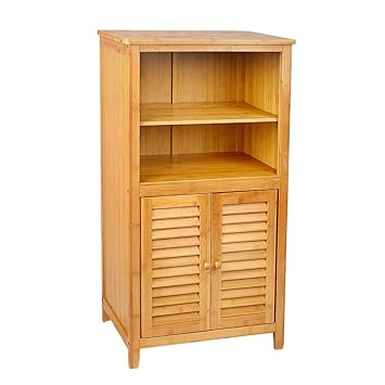 Woodluv Bamboo Freestanding Floor Cabinet Bathroom Storage Unit