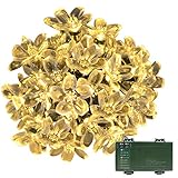 Vmanoo Battery Operated Timer String Lights 50 LED Blossom Flower Fairy Christmas Lighting Decor For Outdoor, Indoor, Garden, Patio, Bedroom Wedding Decorations (Warm White)