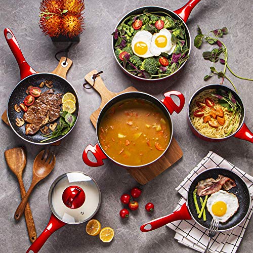 HITECLIFE Nonstick Pots and Pans Set, Cookware Sets 10 Pieces, ChemicalFree Kitchen Cooking