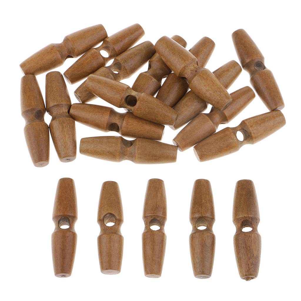 zalati Toggle Buttons, 20pcs Oval Shape Wooden Buttons for Sewing on Coats, Sweaters, Jeans, Dust Coat