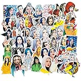 Billie Eilish The American Singer Waterproof Stickers/Decals (50 pcs) Car Stickers for Laptop Skateboard Snowboard Water Bottle Phone Car Bicycle Luggage Guitar Computer PS4(Billie Eilish)