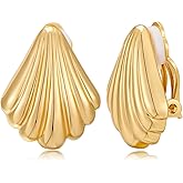 FAMARINE Gold Silver Clip on Earrings Shell Earrings Women