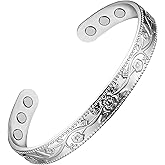 Feraco Copper Bracelet for Women, Magnetic Bracelets for Women, 99.99% Pure Copper Cuff Bangle with 3500 Gauss Magnets (Silver)