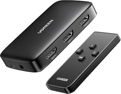 UGREEN 3-Input HDMI Switch 1 Output 4K 30Hz Remote Control 3x HDMI