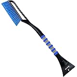 AstroAI 27”Snow Brush and Detachable Ice Scraper with Ergonomic Foam Grip for Cars, Trucks, SUVs (Heavy Duty ABS, PVC Brush,