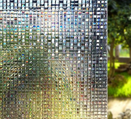 Wuyue Hua 3D Non-Adhesive Window Film Non-Glue Static Frosted Decorative Privacy Static Clings Rainbow Colorful Pattern Glass Film 45cm x 200cm (45cm x 200cm)