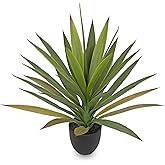 Briful Agave Plant Artificial 20.4'' Faux Agave Plant with Black Pot Outdoor Fake Tropical Plants for Home Office Room Table Garden Front Porch Decor
